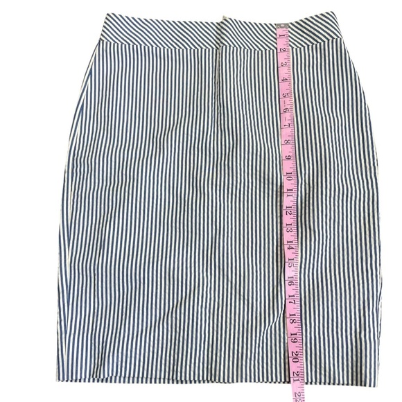 J Crew Seersucker Striped Blue and White Women's Skirt Zip Back 100% Cotton Sz 4 - Picture 6 of 7